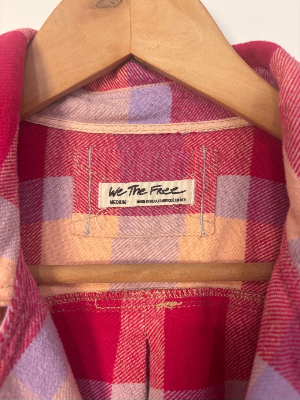 Free People We The Free Pink Plaid Izzy Cargo Shacket - Picture 5 of 6